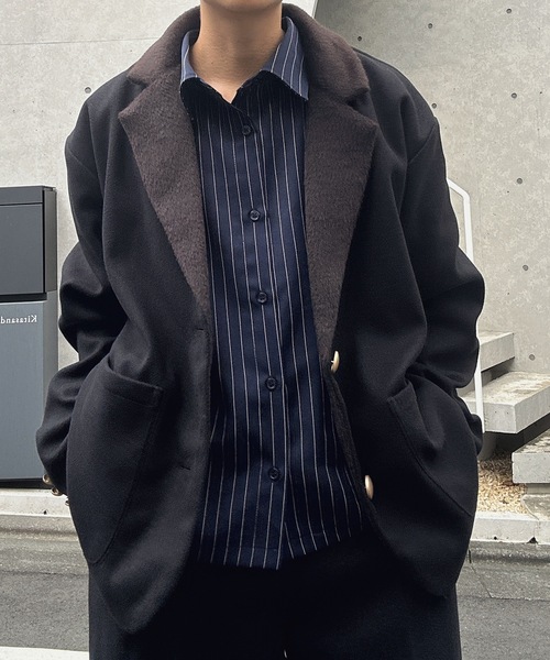 シャギー切替テーラードジャケット/セットアップ着用可（テーラード