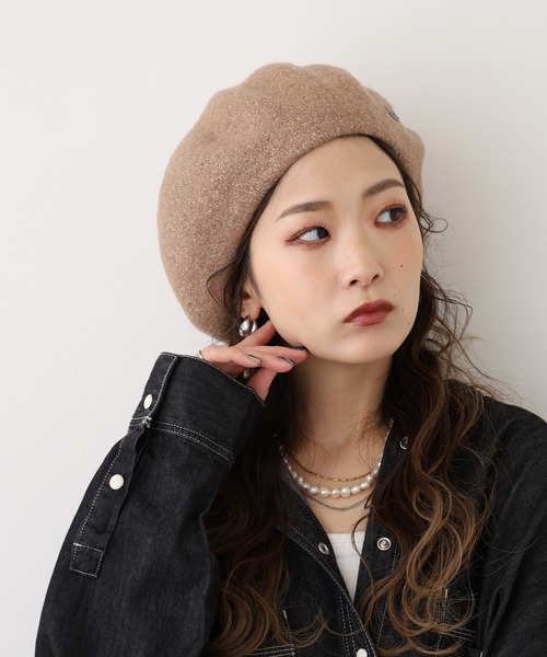 Fabulous（ファビュラス）の「ラメウールベレー（ハンチング/ベレー帽・メンズ・ホワイト/レッド/ピンク/ネイビー/ベージュ/パープル/オレンジ/グレー/ブラック・FREE）」の4枚目の写真