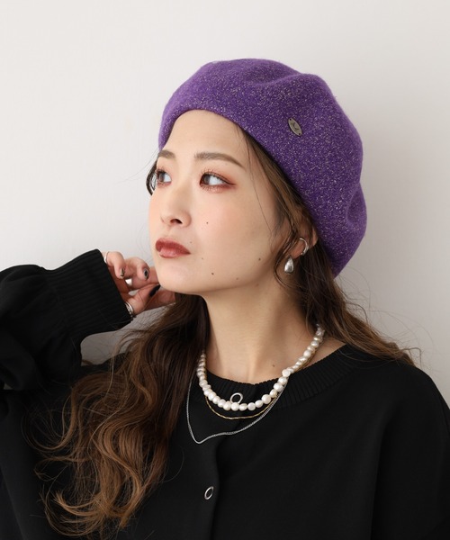 Fabulous（ファビュラス）の「ラメウールベレー（ハンチング/ベレー帽・メンズ・ホワイト/レッド/ピンク/ネイビー/ベージュ/パープル/オレンジ/グレー/ブラック・FREE）」の6枚目の写真