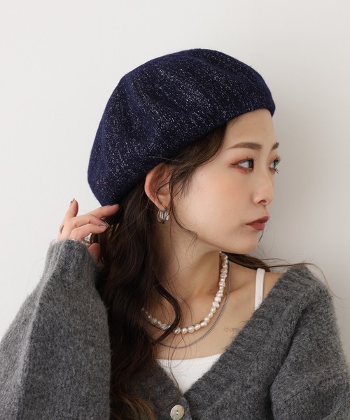 Fabulous（ファビュラス）の「ラメウールベレー（ハンチング/ベレー帽・メンズ・ホワイト/レッド/ピンク/ネイビー/ベージュ/パープル/オレンジ/グレー/ブラック・FREE）」の5枚目の写真