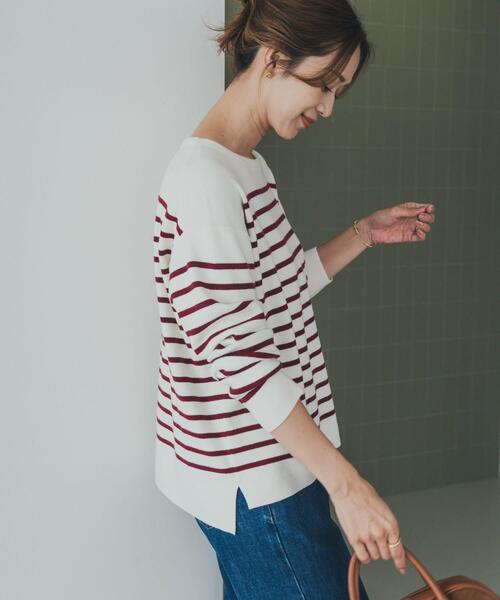 URBAN RESEARCH DOORS（アーバンリサーチドアーズ）の「パネルボーダーKNIT（ニット/セーター・レディース・レッド系その他/ブルー系その他/グレー系その他・MEDIUM）」の3枚目の写真