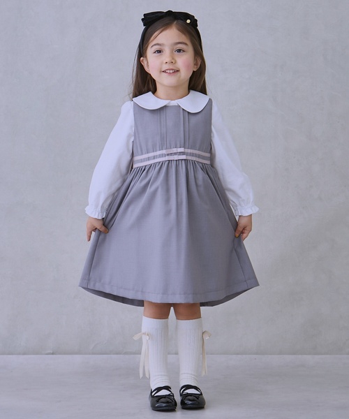 petit main（プティマイン）の「【セミフォーマル】ウエストリボンジャンパースカート（ジャンパースカート・キッズ・グレイッシュベージュ/ネイビー・110cm/120cm/130cm/100cm/90cm）」の5枚目の写真