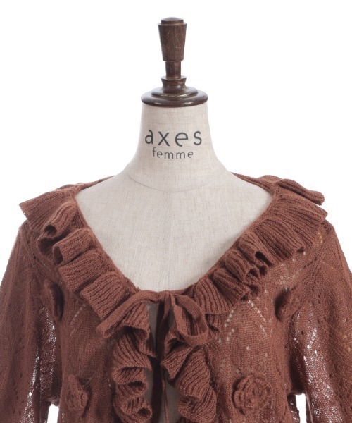 axes femme(アクシーズファム)の「おはなフリルモヘアニットカーディガン(カーディガン/ボレロ・レディース・ホワイト/キャメル・FREE)」の5枚目の写真