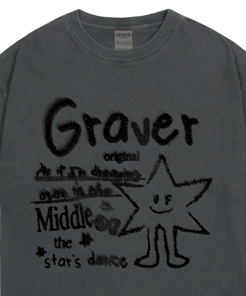 GRAVER（グレーバー）の「[ユニセックス]スターダンスピグメント半袖Tシャツ_ブラックチャコール（Tシャツ/カットソー・レディース・チャコール・SMALL/MEDIUM/LARGE/X-LARGE）」の4枚目の写真