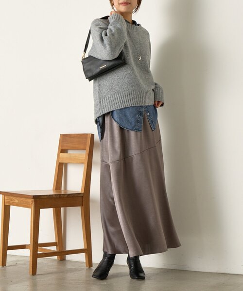 Jena espace merveilleux（ジェナ　エスパスメルヴェイユ）の「ラムライククルーニット（ニット/セーター・レディース・グリーン/ベージュ/グレー・FREE）」の5枚目の写真