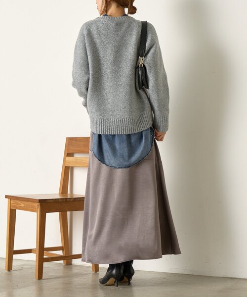 Jena espace merveilleux（ジェナ　エスパスメルヴェイユ）の「ラムライククルーニット（ニット/セーター・レディース・グリーン/ベージュ/グレー・FREE）」の7枚目の写真