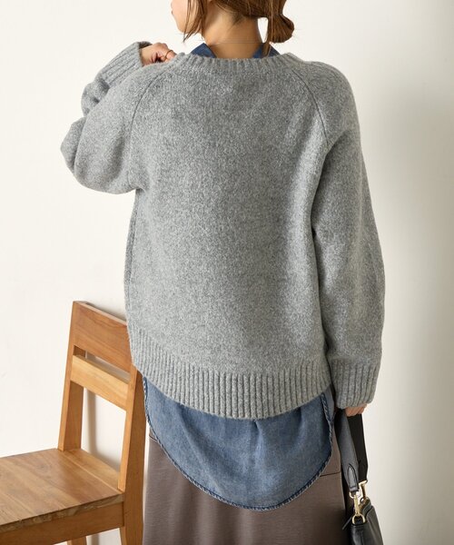 Jena espace merveilleux（ジェナ　エスパスメルヴェイユ）の「ラムライククルーニット（ニット/セーター・レディース・グリーン/ベージュ/グレー・FREE）」の10枚目の写真