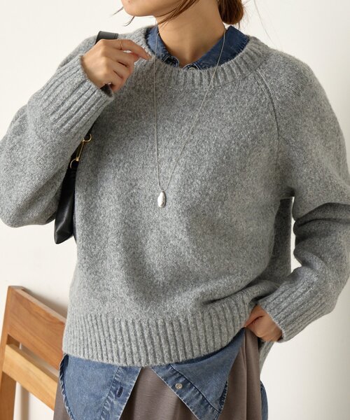 Jena espace merveilleux（ジェナ　エスパスメルヴェイユ）の「ラムライククルーニット（ニット/セーター・レディース・グリーン/ベージュ/グレー・FREE）」の12枚目の写真