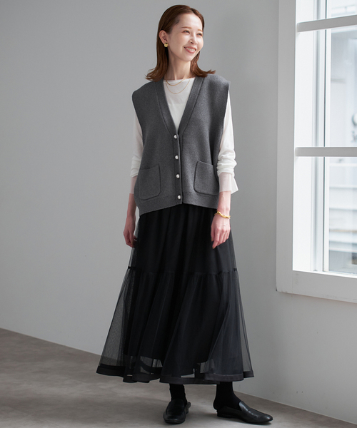 SLOBE IENA（スローブイエナ）の「《追加》パールニットベスト（ベスト・レディース・チャコールグレー/ブラック・FREE）」の20枚目の写真