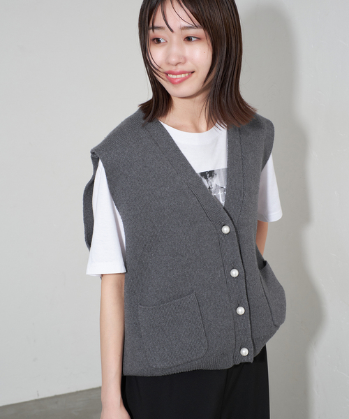 追加》パールニットベスト（ベスト）｜SLOBE IENA（スローブイエナ）の