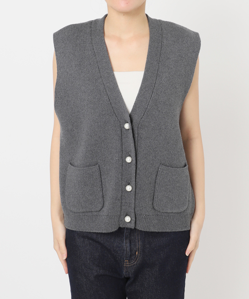 SLOBE IENA スローブイエナ　パールニットベスト　グレー 追加》パールニットベスト（ベスト）｜SLOBE IENA（スローブイエナ）の