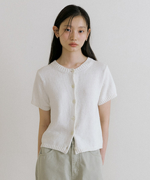crew neck half knit cardigan-ivory
