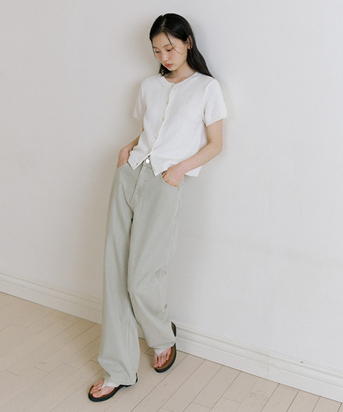 LINGSEOUL(リングソウル)の「crew neck half knit cardigan-ivory(カーディガン/ボレロ・レディース・その他・FREE)」の3枚目の写真