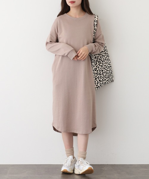 FUNALIVE（ファンアライブ）の「NARNAD 長袖 マキシ丈ワンピース（ワンピース・レディース・ブラック/ベージュ/杢グレー・M/3L/L/LL）」の3枚目の写真