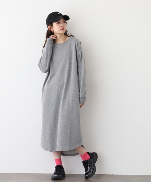 FUNALIVE（ファンアライブ）の「NARNAD 長袖 マキシ丈ワンピース（ワンピース・レディース・ブラック/ベージュ/杢グレー・M/3L/L/LL）」の2枚目の写真