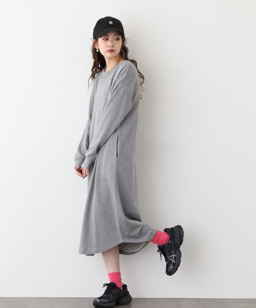 FUNALIVE（ファンアライブ）の「NARNAD 長袖 マキシ丈ワンピース（ワンピース・レディース・ブラック/ベージュ/杢グレー・M/3L/L/LL）」の18枚目の写真