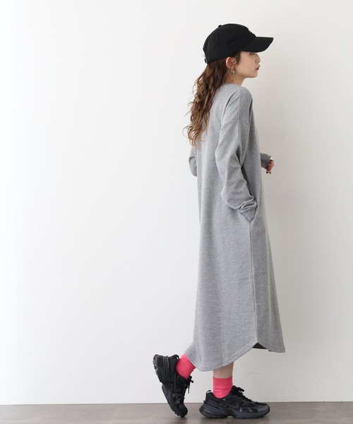 FUNALIVE（ファンアライブ）の「NARNAD 長袖 マキシ丈ワンピース（ワンピース・レディース・ブラック/ベージュ/杢グレー・M/3L/L/LL）」の20枚目の写真