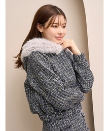 SNIDEL | ファー付きツイードブルゾン(ブルゾン)