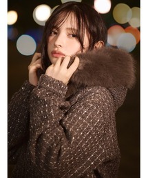 SNIDEL | ファー付きツイードブルゾン(ブルゾン)