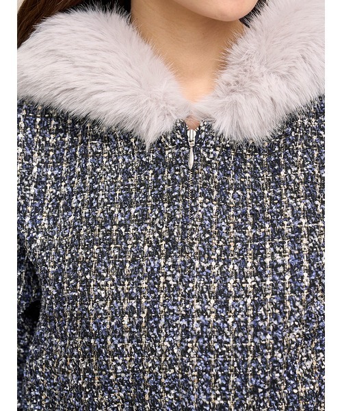 SNIDEL（スナイデル）の「ファー付きツイードブルゾン（ブルゾン・レディース・アイボリー/ダークグレー/ネイビー・0/1）」の7枚目の写真