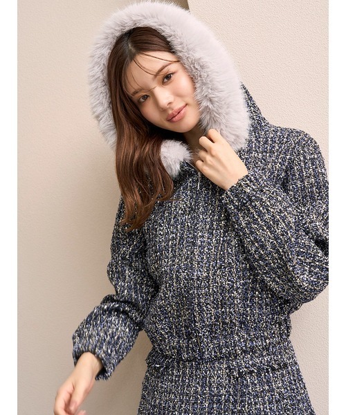 SNIDEL（スナイデル）の「ファー付きツイードブルゾン（ブルゾン・レディース・アイボリー/ダークグレー/ネイビー・0/1）」の10枚目の写真