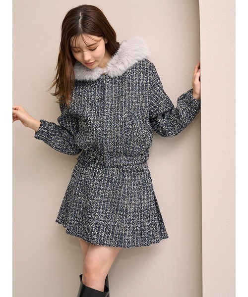 ファー付きツイードブルゾン（ブルゾン）｜SNIDEL（スナイデル）の