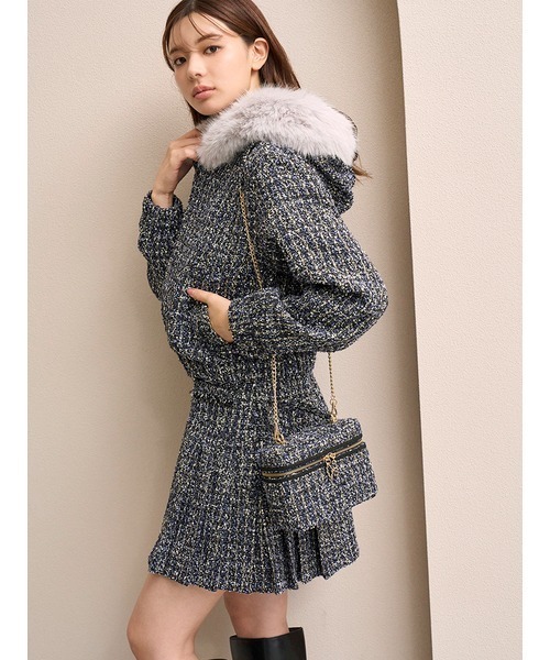 SNIDEL（スナイデル）の「ファー付きツイードブルゾン（ブルゾン・レディース・アイボリー/ダークグレー/ネイビー・0/1）」の12枚目の写真