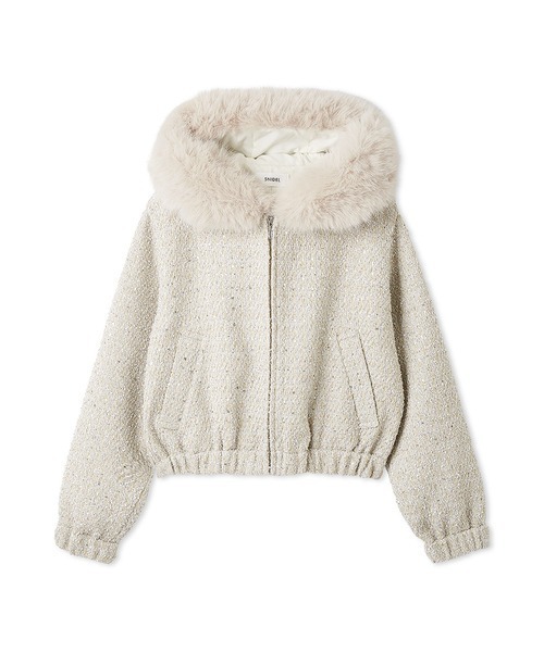 SNIDEL（スナイデル）の「ファー付きツイードブルゾン（ブルゾン・レディース・アイボリー/ダークグレー/ネイビー・0/1）」の13枚目の写真