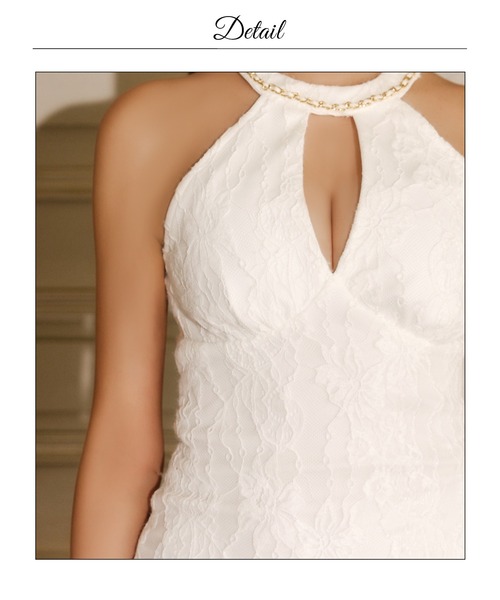 darial(ダリアル)の「ネックチェーンアメスリレース谷間ホールタイトミニ丈キャバドレス(ドレス・レディース・ホワイト・M/S/L)」の12枚目の写真