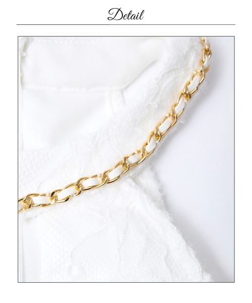 darial(ダリアル)の「ネックチェーンアメスリレース谷間ホールタイトミニ丈キャバドレス(ドレス・レディース・ホワイト・M/S/L)」の13枚目の写真