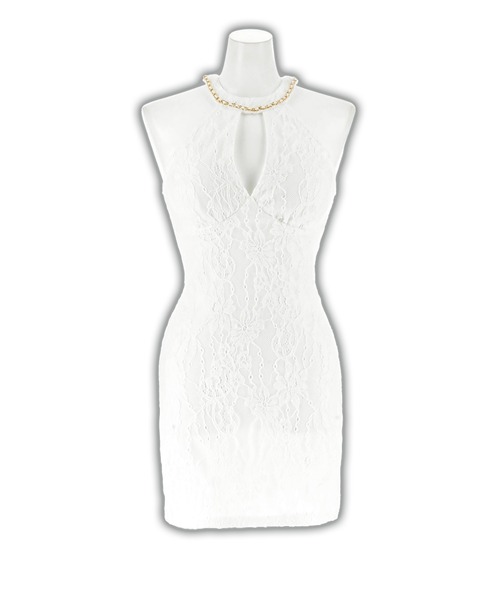 darial(ダリアル)の「ネックチェーンアメスリレース谷間ホールタイトミニ丈キャバドレス(ドレス・レディース・ホワイト・M/S/L)」の19枚目の写真