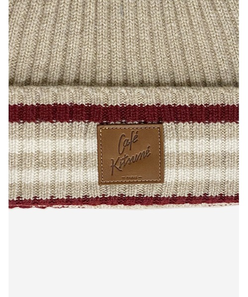 Maison Kitsune（メゾンキツネ）の「WOOL STRIPED BEANIE（ニットキャップ/ビーニー・メンズ・ベージュ・U）」の2枚目の写真