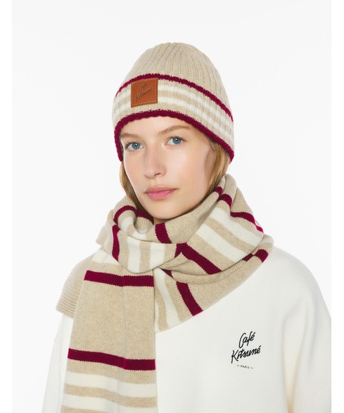 Maison Kitsune（メゾンキツネ）の「WOOL STRIPED BEANIE（ニットキャップ/ビーニー・メンズ・ベージュ・U）」の3枚目の写真