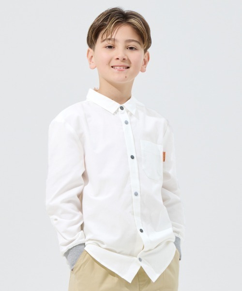 KRIFF MAYER Kid's Collection（クリフメイヤーキッズコレクション）の「袖リブハッピーシャツ（シャツ/ブラウス・キッズ・ネイビー/ストライプ/グレー/オフホワイト・170/160/150/140/130/120）」の2枚目の写真
