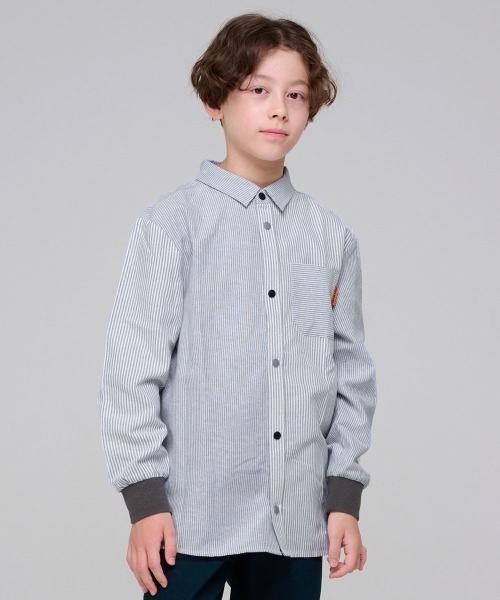 KRIFF MAYER Kid's Collection（クリフメイヤーキッズコレクション）の「袖リブハッピーシャツ（シャツ/ブラウス・キッズ・ネイビー/ストライプ/グレー/オフホワイト・170/160/150/140/130/120）」の13枚目の写真