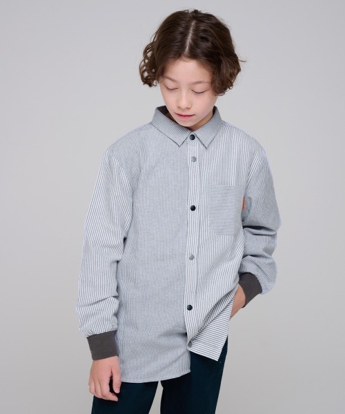 KRIFF MAYER Kid's Collection（クリフメイヤーキッズコレクション）の「袖リブハッピーシャツ（シャツ/ブラウス・キッズ・ネイビー/ストライプ/グレー/オフホワイト・170/160/150/140/130/120）」の22枚目の写真