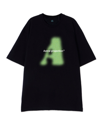 [オーバーサイズ]ビッグA 13番手コットンラウンドネック半袖Tシャツ_ブラック