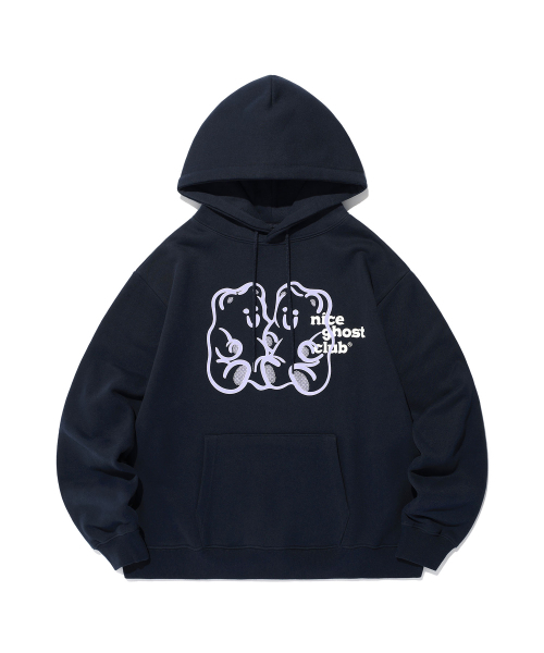 NICE GHOST CLUB(ナイスゴーストクラブ)の「GUMMY BEAR & LOGO HOODIE_NAVY(NG2EFUM400A)(パーカー・レディース・ネイビー・SMALL/MEDIUM/LARGE)」の1枚目の写真