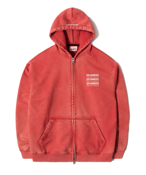 QT8 GARMENTS（キューティーエイトガーメント）の「OC Slogan Washed Zip-up hoodie (Red)（パーカー・レディース・その他・X-LARGE/MEDIUM/LARGE）」の2枚目の写真