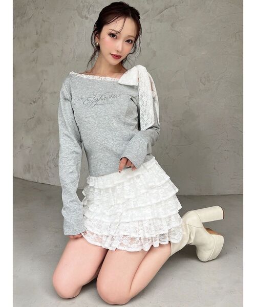 RESEXXY(リゼクシー)の「レースフリルミニスカート(スカート・レディース・ホワイト/ブラック・FREE)」の4枚目の写真