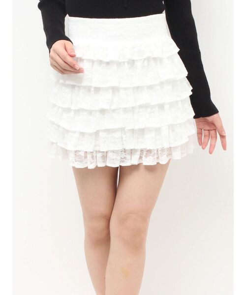 RESEXXY(リゼクシー)の「レースフリルミニスカート(スカート・レディース・ホワイト/ブラック・FREE)」の10枚目の写真