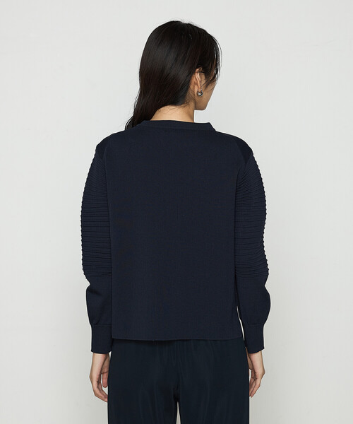 Gabardine K.T（ギャバジンケーティー）の「〔 +サイズ 〕 ブライトストレッチヤーン ミラノリブバナナスリーブセーター（ニット/セーター・レディース・グレー/ネイビー・13号）」の15枚目の写真