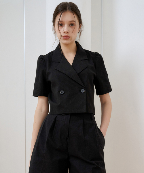 クロップジャケットシャツブラック[T52]