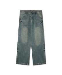 APOSTROPHE COMMA（アポストロフィコンマ）の「ホリゾンカーペンター ワイドデニムパンツ_中青（デニムパンツ）」