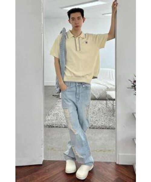 UNGIMMICK(アンジミック)の「UNBALANCED DAMAGED DENIM PANTS (LIGHT BLUE)(デニムパンツ・メンズ・その他・SMALL/MEDIUM/LARGE)」の7枚目の写真