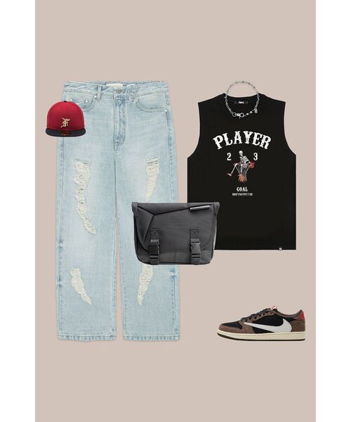 UNGIMMICK(アンジミック)の「UNBALANCED DAMAGED DENIM PANTS (LIGHT BLUE)(デニムパンツ・メンズ・その他・SMALL/MEDIUM/LARGE)」の9枚目の写真