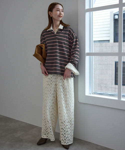 SLOBE IENA（スローブイエナ）の「ヴィンテージボーダー（Tシャツ/カットソー・レディース・チャコールグレー/ブルー・FREE）」の4枚目の写真