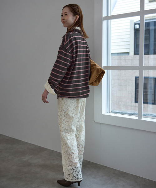 SLOBE IENA（スローブイエナ）の「ヴィンテージボーダー（Tシャツ/カットソー・レディース・チャコールグレー/ブルー・FREE）」の5枚目の写真