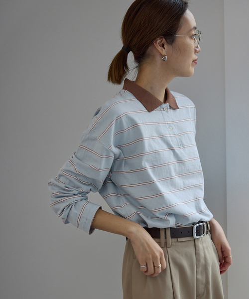 SLOBE IENA（スローブイエナ）の「ヴィンテージボーダー（Tシャツ/カットソー・レディース・チャコールグレー/ブルー・FREE）」の17枚目の写真