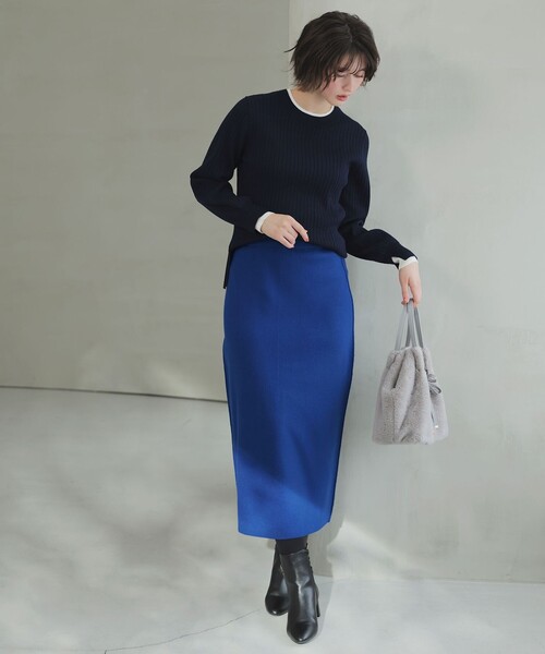 ANY SIS（エニィスィス）の「【WEB・一部店舗限定】ダブルカラー ニット（ニット/セーター・レディース・ネイビー系/ホワイト系/オレンジ系/ベージュ系/ライトイエロー系/スカイブルー系・MEDIUM）」の20枚目の写真